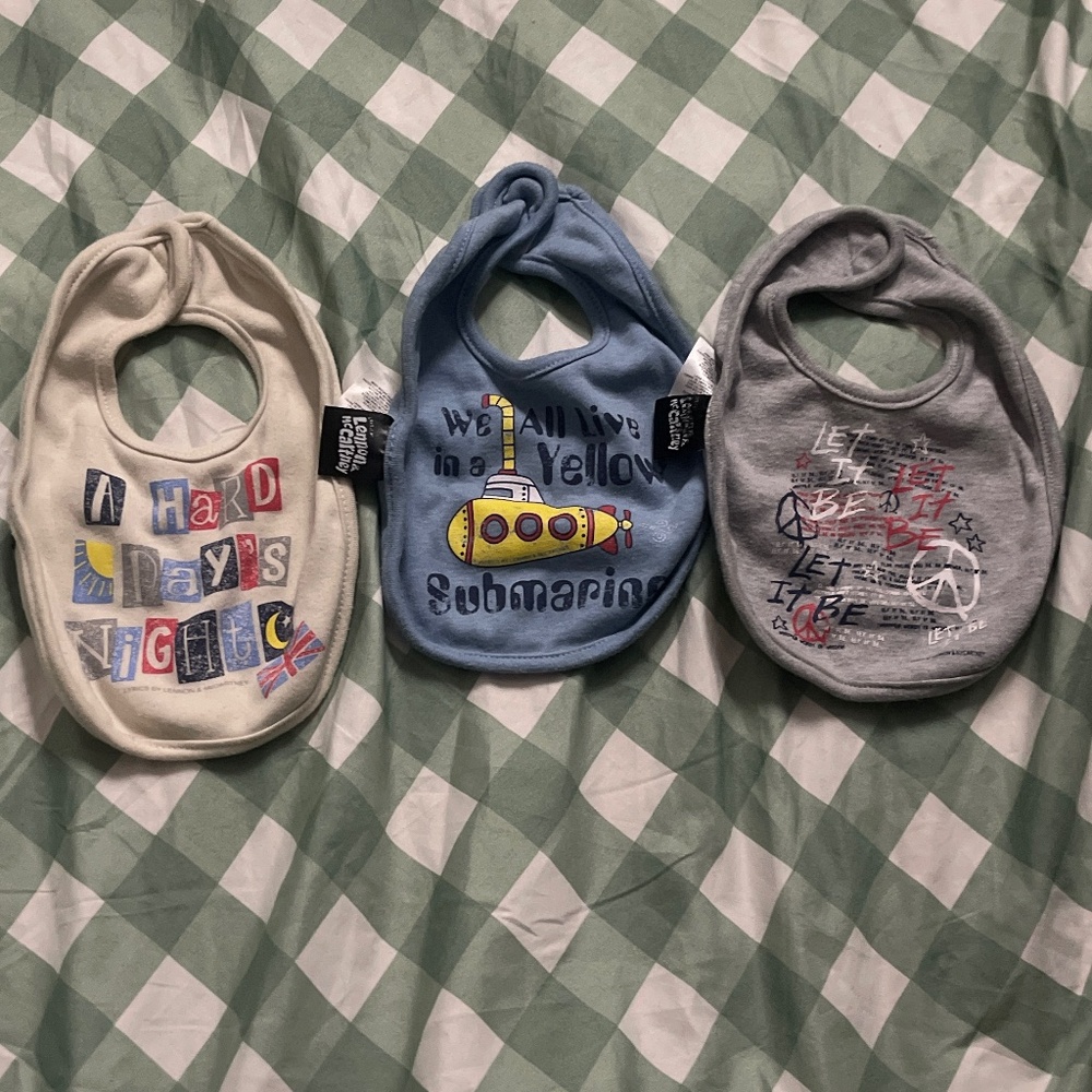 The Beatles Lennon & Cartney Set of 3 baby bibs